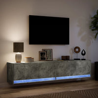 Mobile TV a Parete con LED Grigio Cemento 180x31x38 cm 3307950