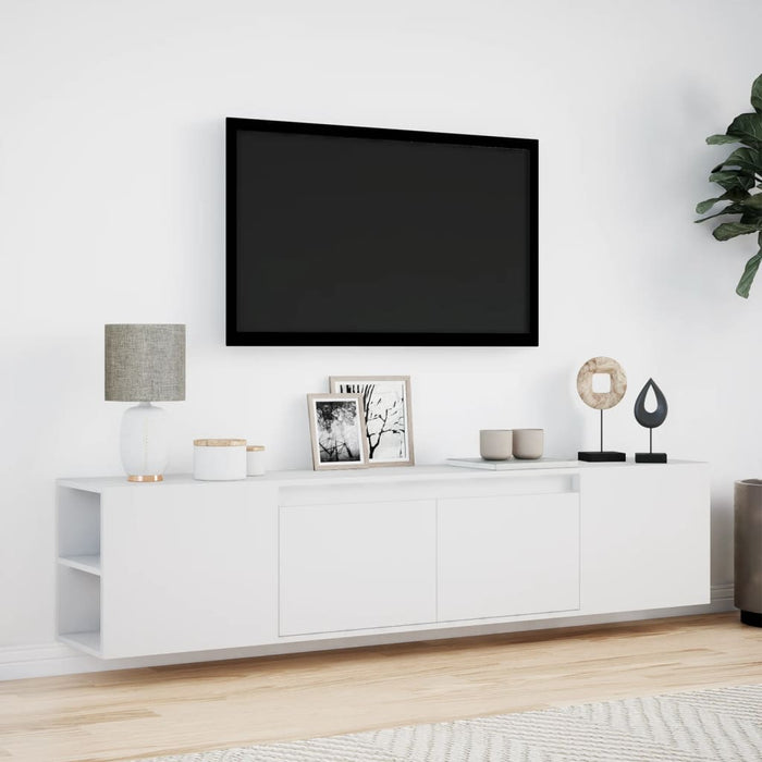 Mobile TV a Parete con LED Bianco 180x31x39,5 cm 3307954