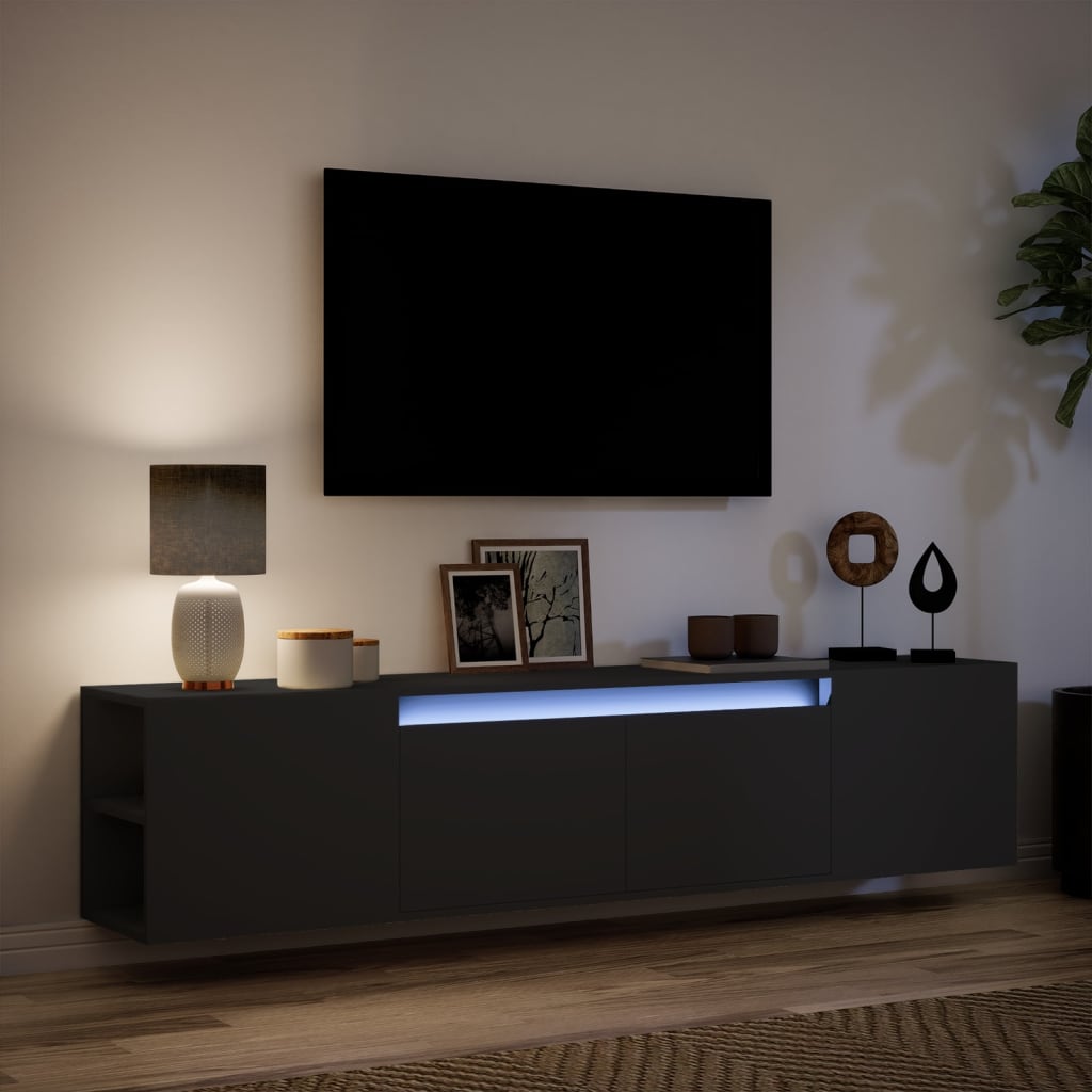 Mobile TV a Parete con LED Nero 180x31x39,5 cm 3307955