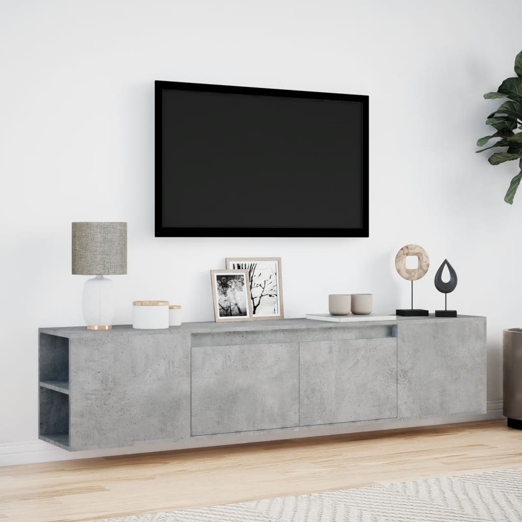 Mobile TV a Parete con LED Grigio Cemento 180x31x39,5 cm 3307957