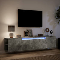 Mobile TV a Parete con LED Grigio Cemento 180x31x39,5 cm 3307957