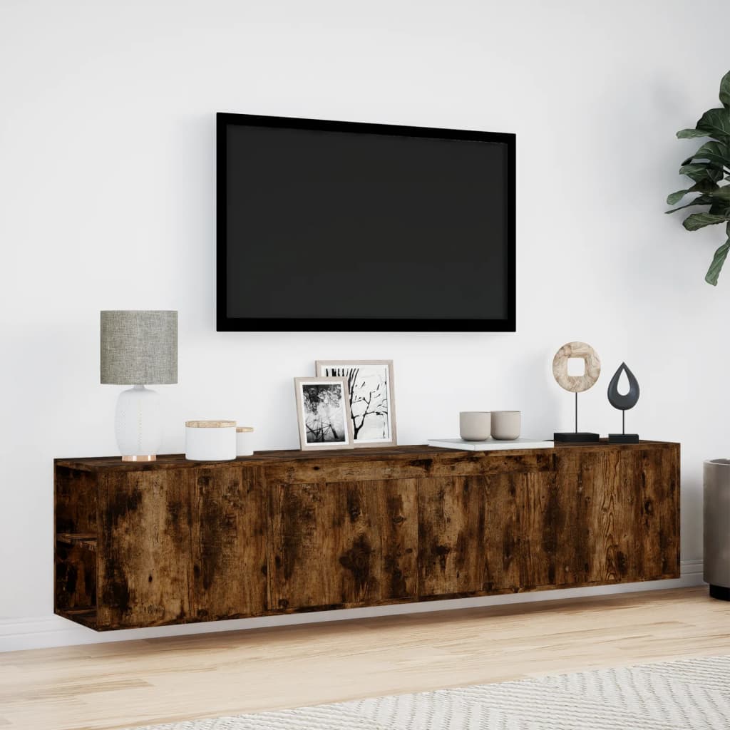 Mobile TV a Parete con LED Rovere Fumo 180x31x39,5 cm 3307958