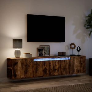 Mobile TV a Parete con LED Rovere Fumo 180x31x39,5 cm 3307958