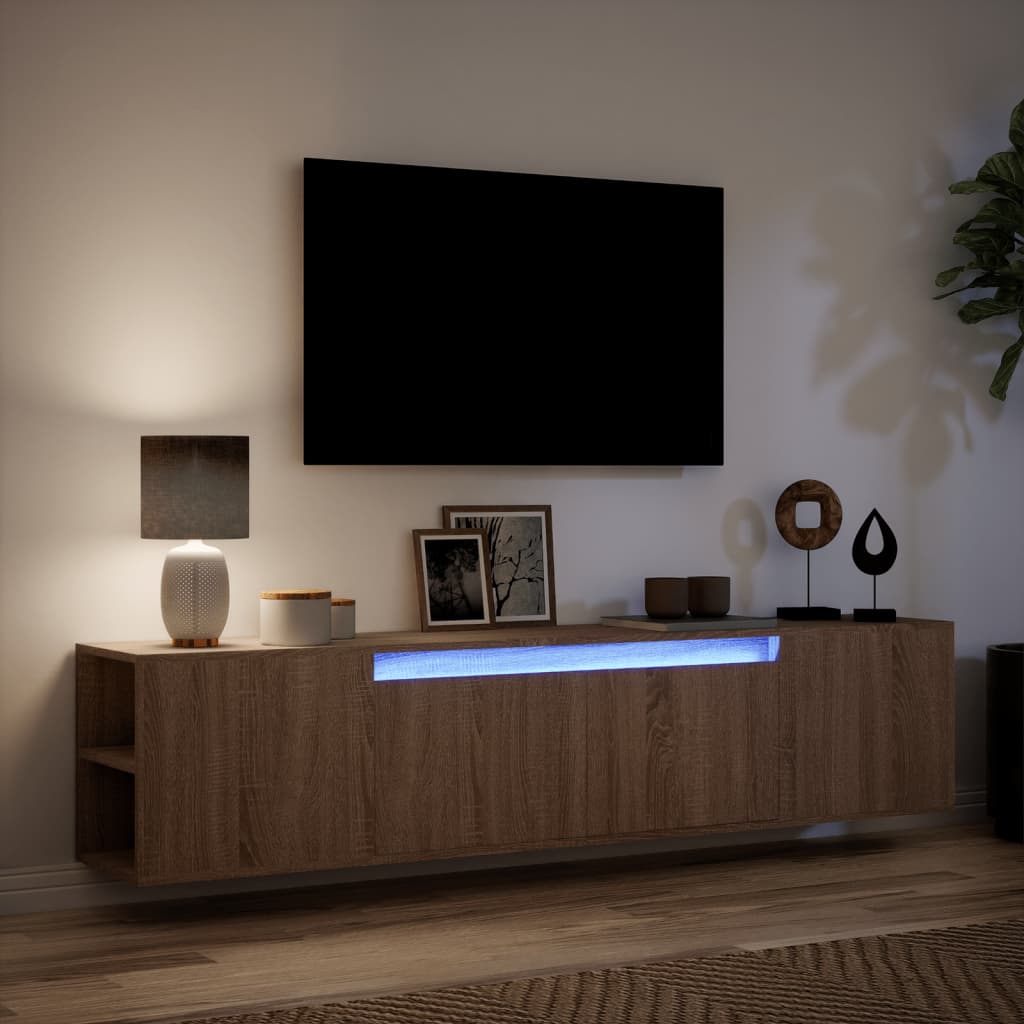 Mobile TV a Parete con LED Rovere Marrone 180x31x39,5 cm 3307960