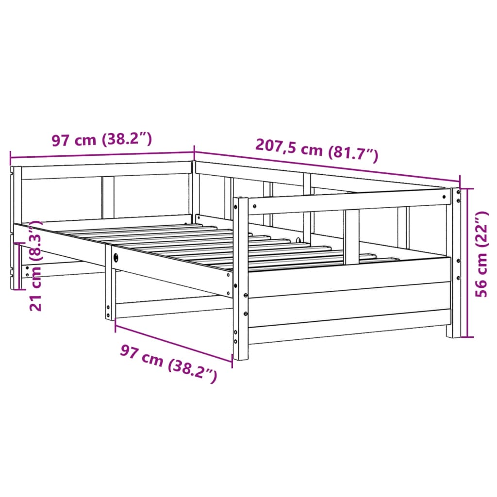 Dormeuse Bianca 90x200 cm in Legno Massello di Pino 854962