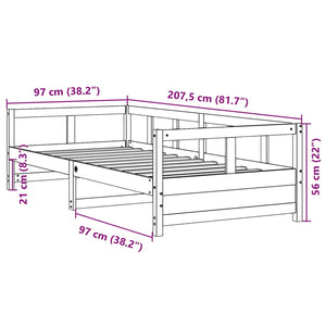 Dormeuse Bianca 90x200 cm in Legno Massello di Pino 854962