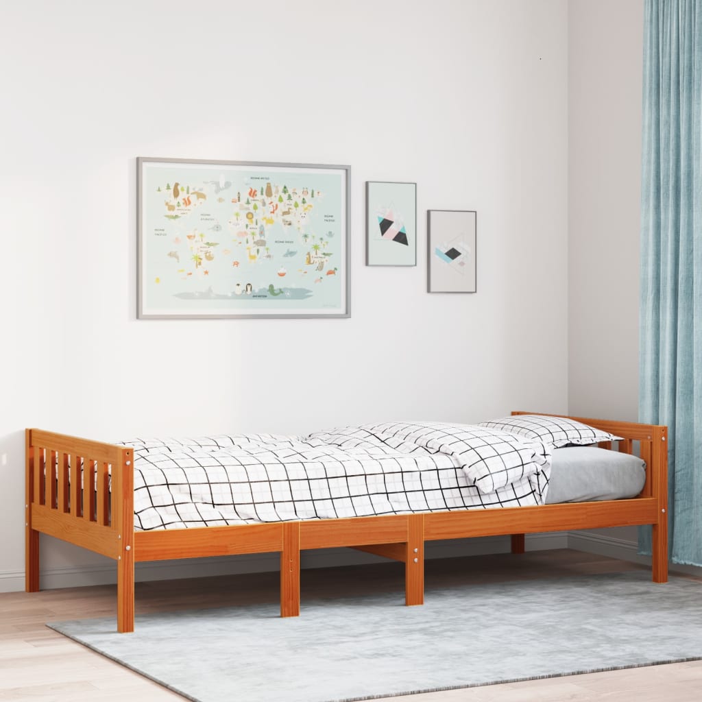 Letto Bambini senza Materasso Marrone Cera 80x200 cm Legno Pino 855026