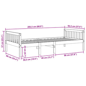 Letto per Bambini senza Materasso Bianco 90x200cm Massello Pino 855028