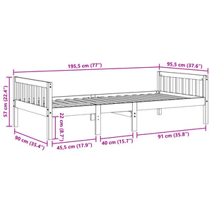 Letto per Bambini senza Materasso 90x190 cm Legno Massello Pino 855030