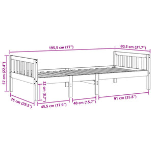 Letto per Bambini senza Materasso 75x190 cm Legno Massello Pino 855033