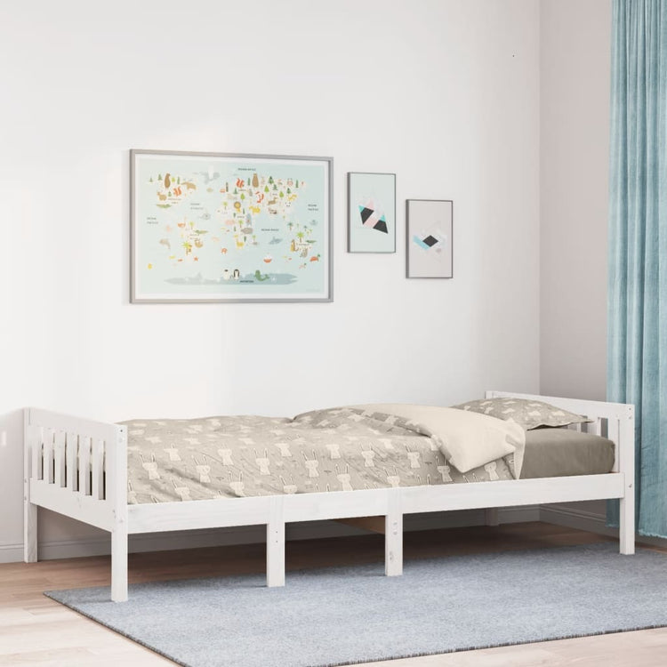 Letto per Bambini senza Materasso Bianco 75x190cm Massello Pino 855034