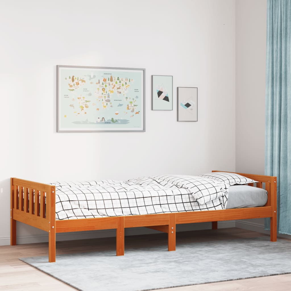 Letto Bambini senza Materasso Marrone Cera 75x190 cm Legno Pino 855035