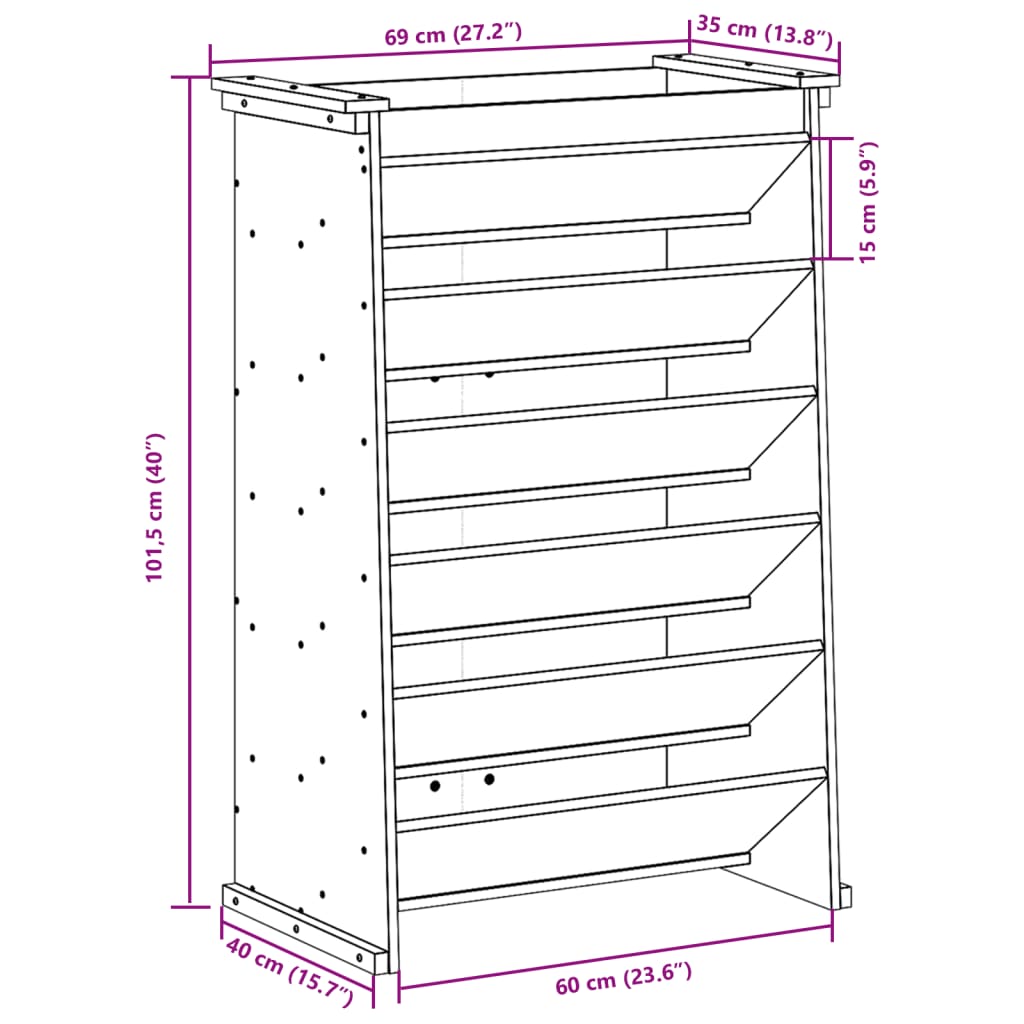 Fioriera per Erbe 6 Ripiani 69x40x101,5cm Legno Massello Pino 855048