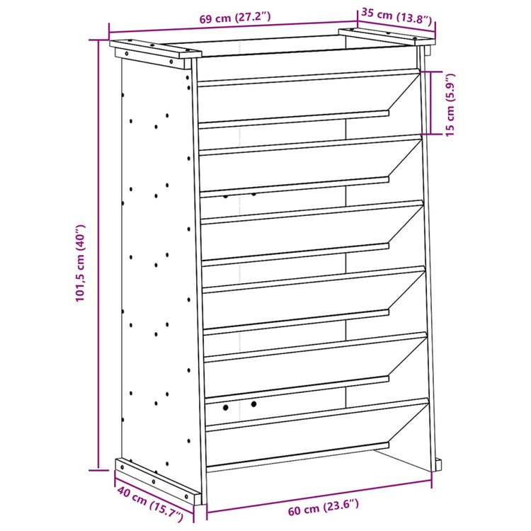 Fioriera per Erbe 6 Ripiani 69x40x101,5cm Legno Massello Pino 855048