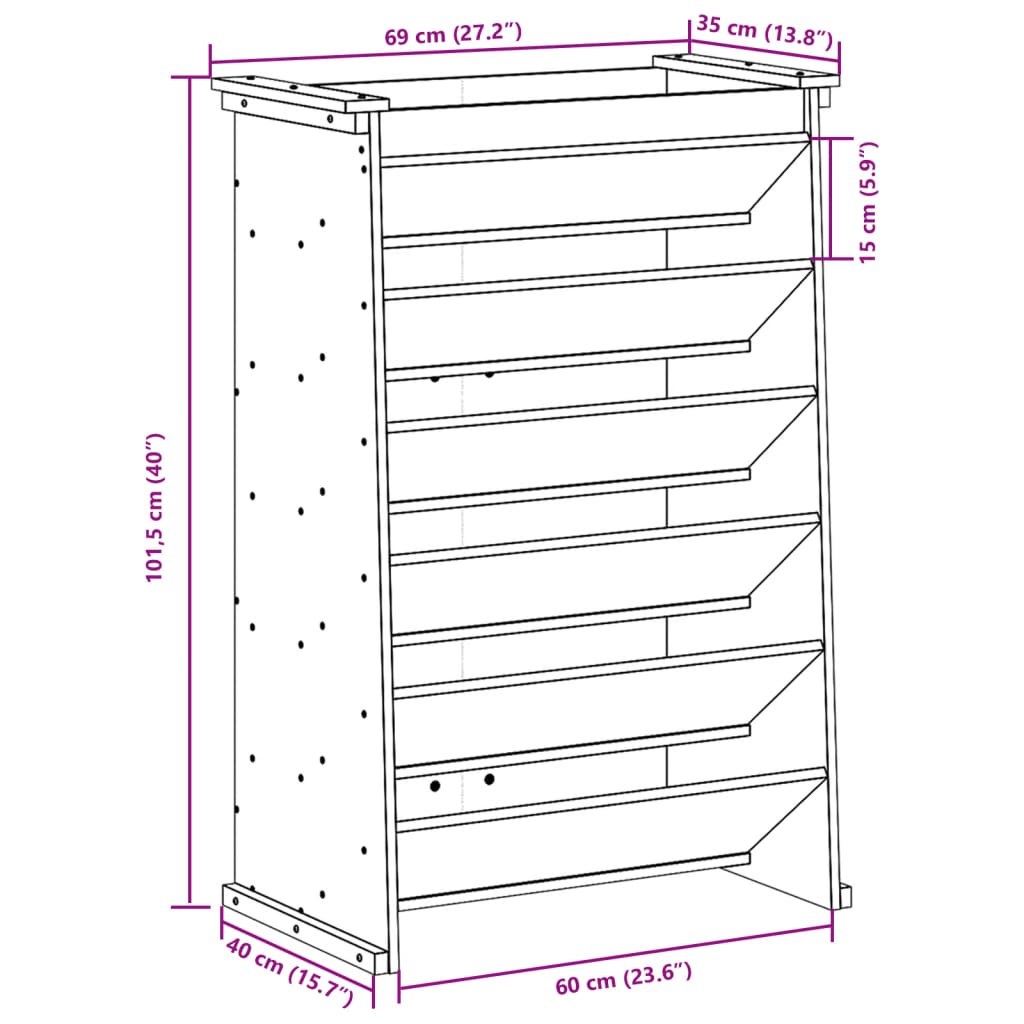 Fioriera per Erbe 6 Ripiani Bianca 69x40x101,5cm Massello Pino 855049