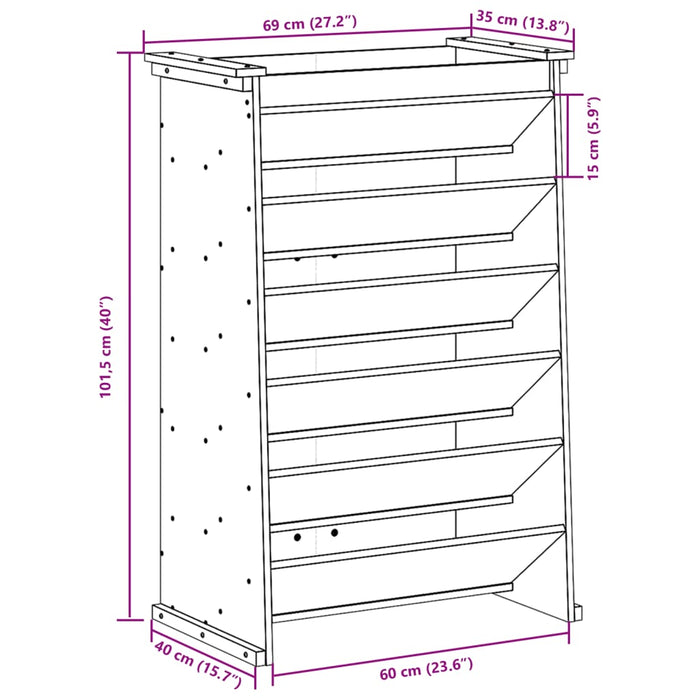 Fioriera Erbe 6 Ripiani Marrone Cera 69x40x101,5cm Legno Pino 855050