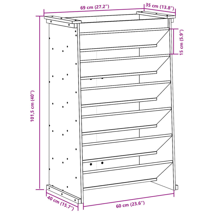 Fioriera per Erbe 6Ripiani 69x40x101,5cm Legno Massello Douglas 855051