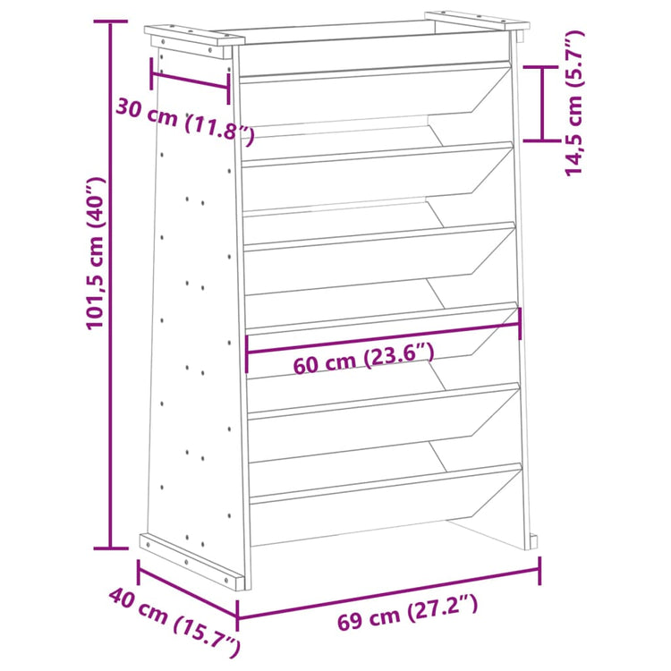 Fioriera per Erbe 6 Ripiani 69x40x101,5cm Legno Massello Pino 855053