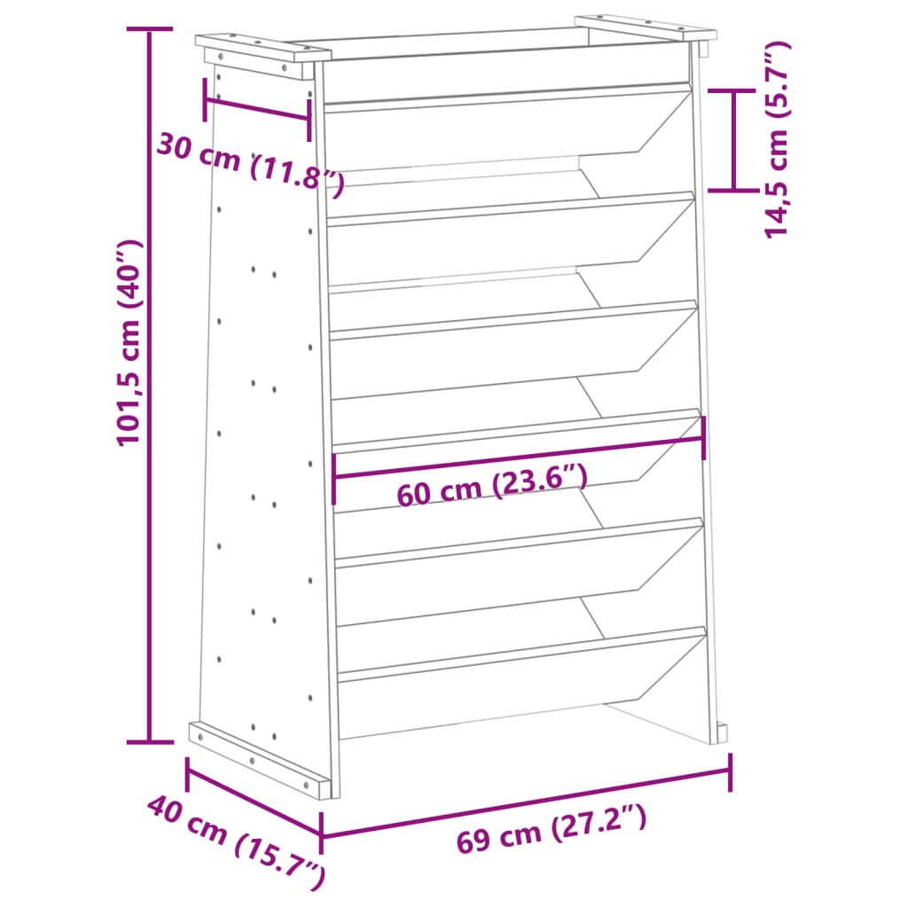 Fioriera Erbe 6 Ripiani Marrone Cera 69x40x101,5cm Legno Pino 855055