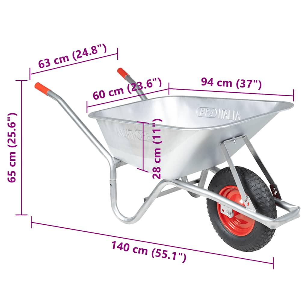 Carriola 90 L 150 kg in Acciaio Zincato e Plastica 4013467