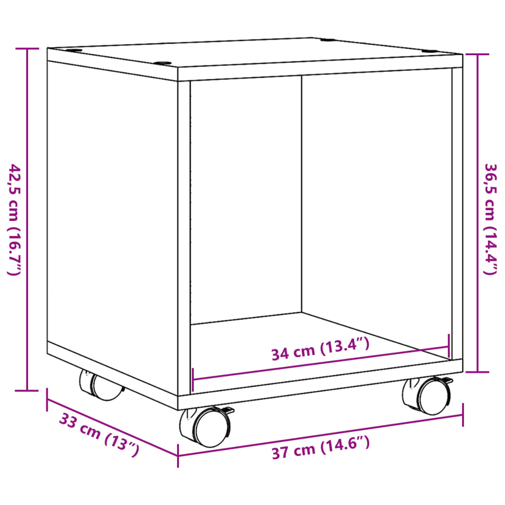 Mobiletto con Ruote Bianco 37x33x42,5 cm in Truciolato 853128