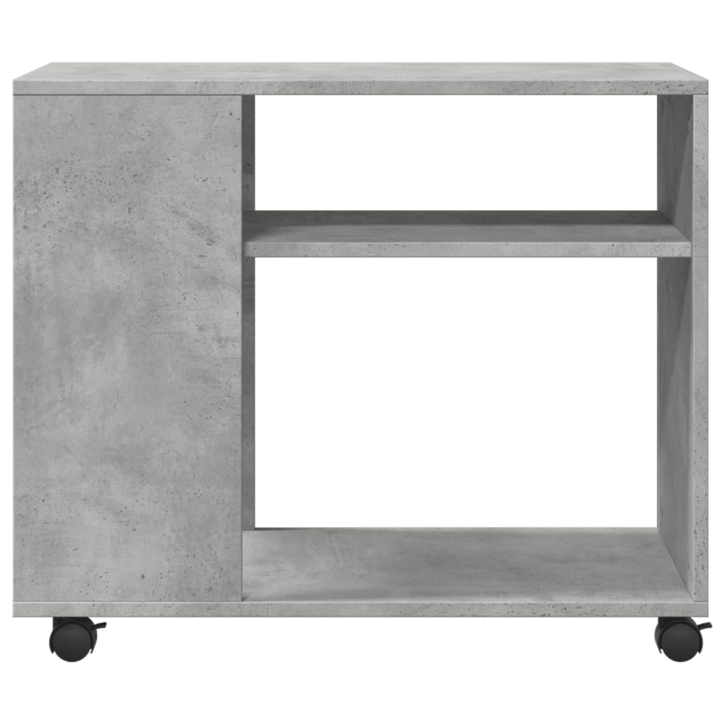 Tavolino con Ruote Grigio Cemento 70x35x60 cm in Truciolato 853149