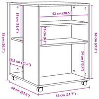 Tavolino con Ruote Grigio Sonoma 55x60x78 cm in Truciolato 853160