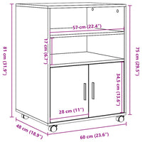 Mobiletto con Ruote Legno Antico 60x48x81 cm in Truciolato 853171