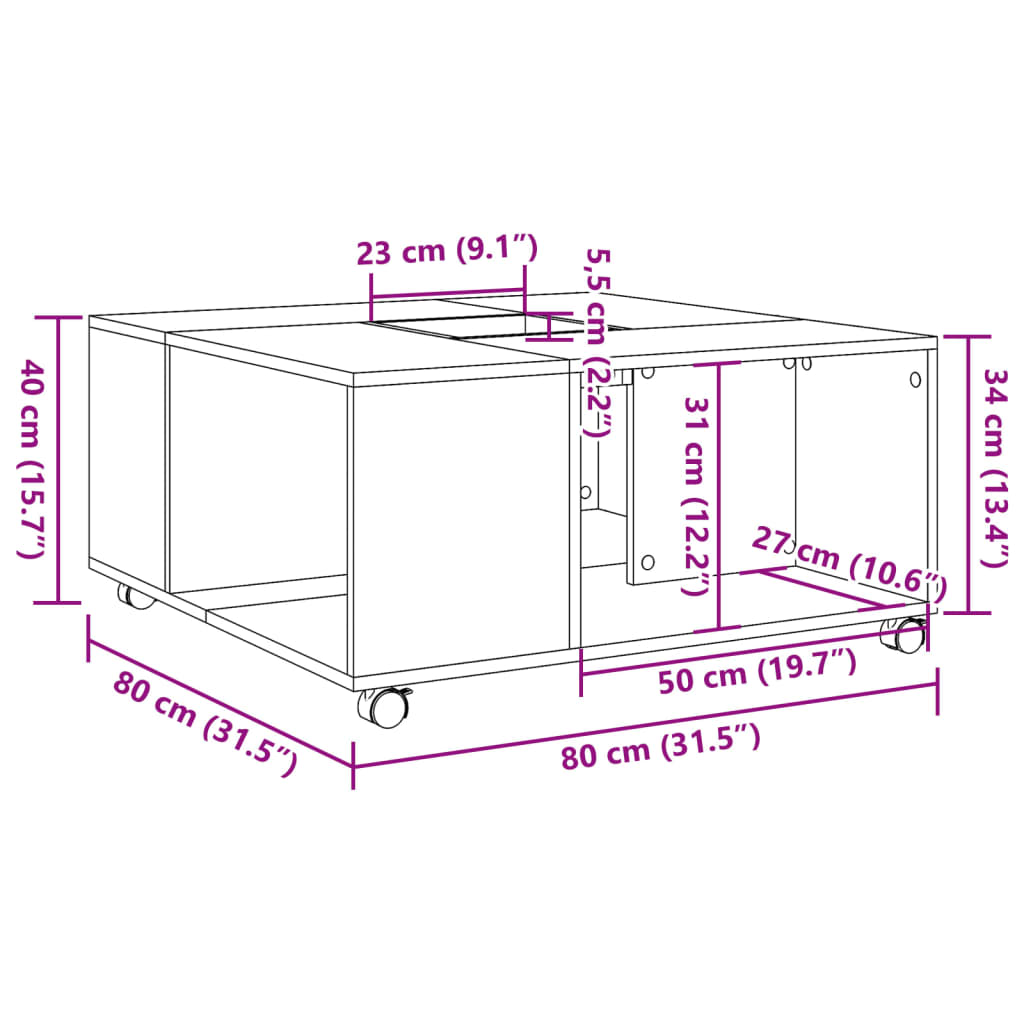 Tavolino da Salotto Nero 80x80x40 cm in Legno Multistrato 853174