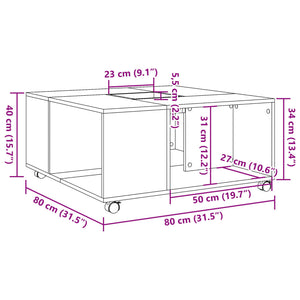 Tavolino da Salotto Nero 80x80x40 cm in Legno Multistrato 853174