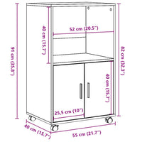 Armadietto con Ruote Rovere Artigianale 55x40x91 cm Truciolato 853190