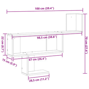 Scaffale a Parete Nero 100x15x70 cm in Truciolato 853192