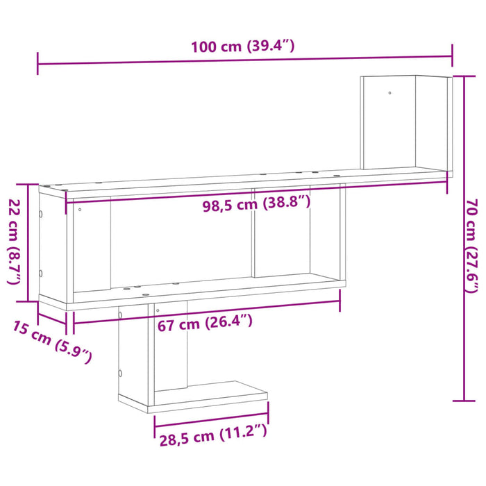 Scaffale a Parete Nero 100x15x70 cm in Truciolato 853192