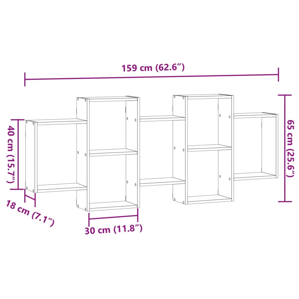 Scaffale a Parete Bianco 159x18x65 cm in Legno Multistrato 853209