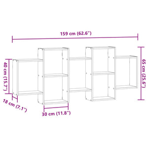 Scaffale a Muro Grigio Cemento 159x18x65 cm in Truciolato 853212