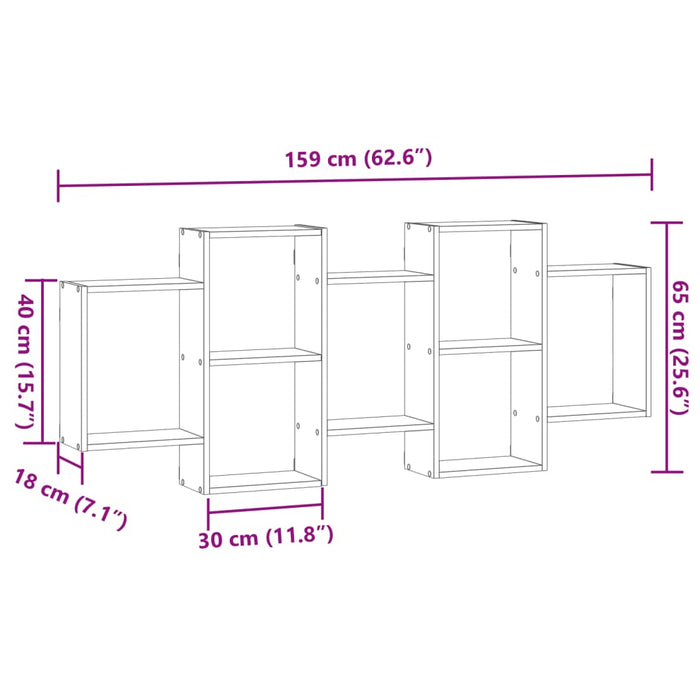 Scaffale a Muro Grigio Cemento 159x18x65 cm in Truciolato 853212