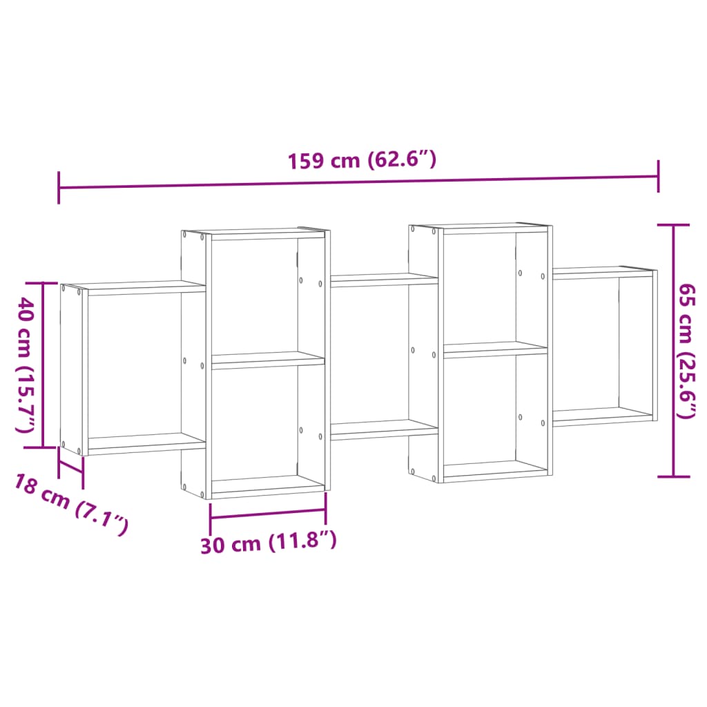 Mensola a Muro Grigio Sonoma 159x18x65 cm in Truciolato 853214