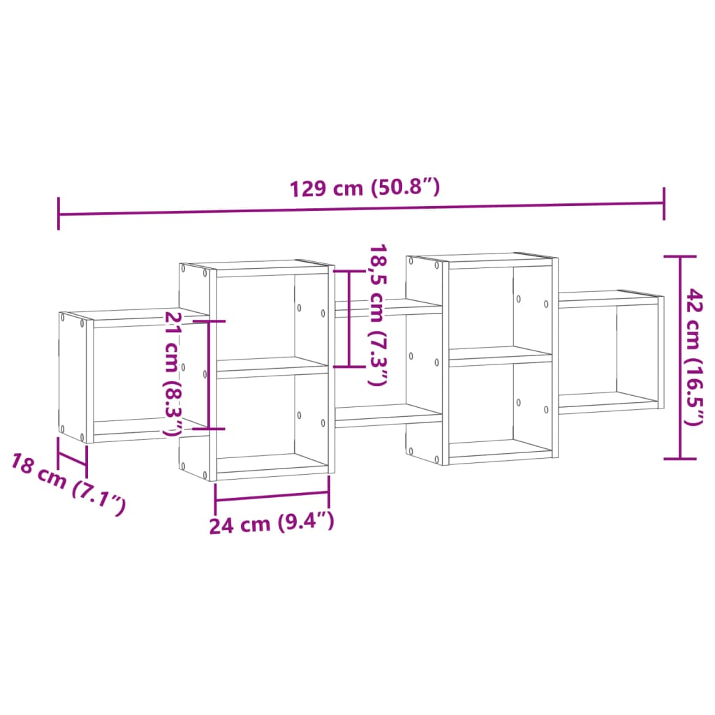 Scaffale a Parete Rovere Sonoma 129x18x42 cm in Truciolato 853220