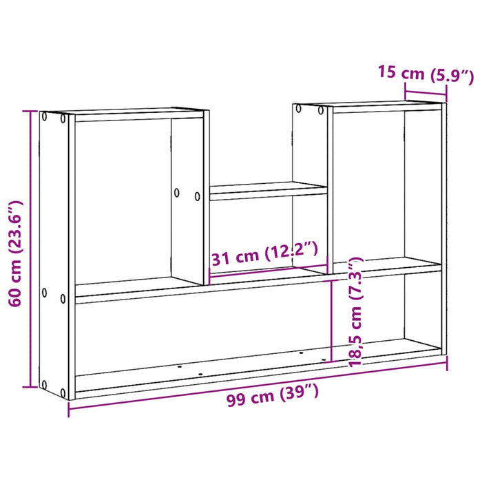 Scaffale a Muro Grigio Cemento 99x15x60 cm in Truciolato 853239