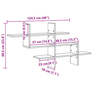 Scaffale Parete Rovere Sonoma 124,5x18x60,5 cm in Truciolato 853265