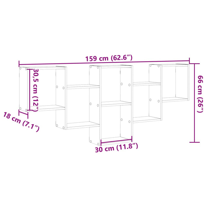 Scaffale a Parete Bianco 159x18x66 cm in Truciolato 853299