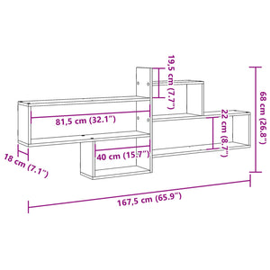 Mensola a Parete Legno Antico 167,5x18x68 cm in Truciolato 853324