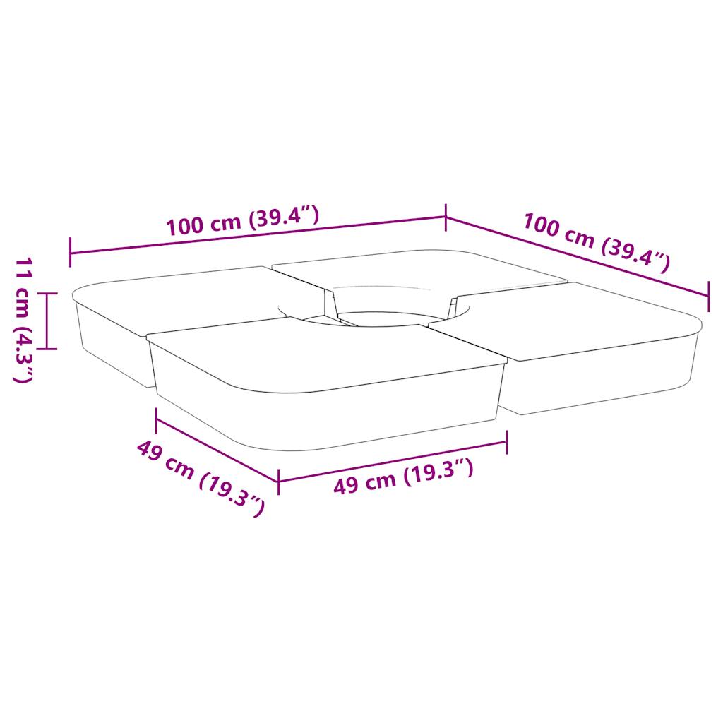 Set Base per Ombrellone 4 pz con Supporto a Croce 100 kg PP 847445