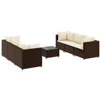 Set Divani da Giardino 7 pz con Cuscini in Polyrattan Marrone 3308025