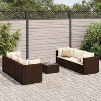 Set Divani da Giardino 7 pz con Cuscini in Polyrattan Marrone 3308025