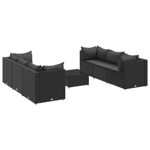 Set Salotto da Giardino con Cuscini 7pz Nero Polyrattan 3308027