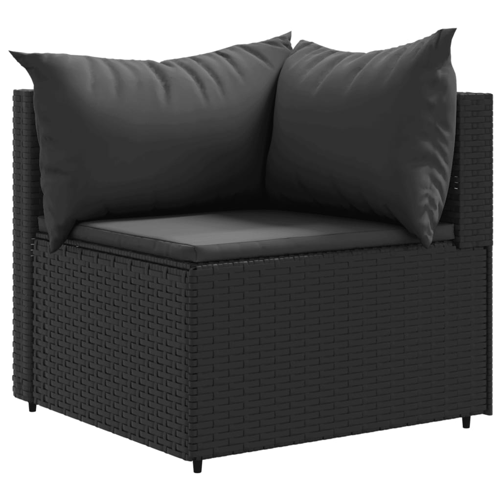 Set Salotto da Giardino con Cuscini 7pz Nero Polyrattan 3308027