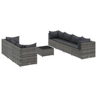 Set Divani da Giardino 8 pz con Cuscini in Polyrattan Grigio 3308034