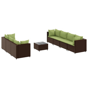 Set Divani da Giardino 8 pz con Cuscini in Polyrattan Marrone 3308038