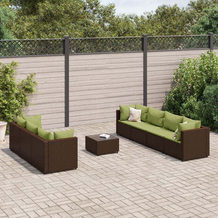 Set Divani da Giardino 8 pz con Cuscini in Polyrattan Marrone 3308038